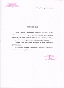 Dostawa opraw ulicznych i źródeł światła