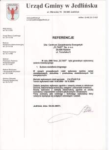 Budowa oświetlenia drogowego na terenie gminy Jedlińsk