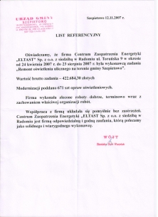 Remont  oświetlenia ulicznego  na terenie gminy Szepietowo