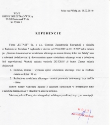 Modernizacja  oświetlenia  ulicznego w gminie Solec n/Wisłą