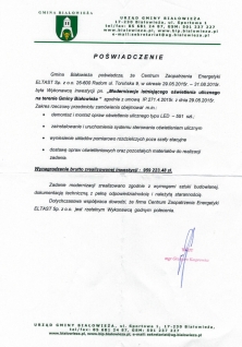 Modernizacja istniejącego oświetlenia ulicznego na terenie Gminy Białowieża