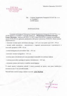Modernizacja oświetlenia ulicznego Gminy Charsznica