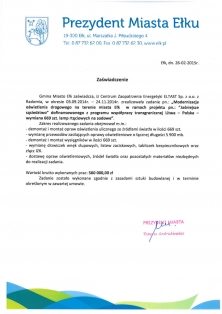 Modernizacja oświetlenia drogowego na terenie miasta Ełk
