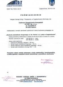 Budowanie oświetlenia drogowego ul. Św. Rocha i ul. Lubej w Częstochowie